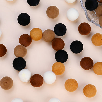 Brown Acrylic Flocked Large Hole Beads