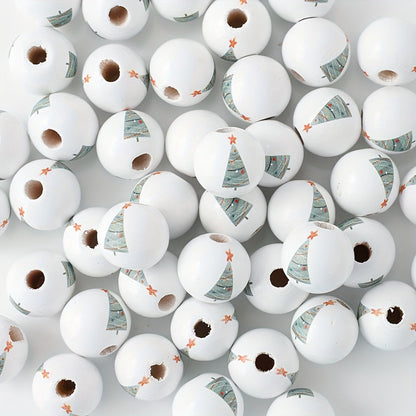 Christmas Wooden Tree Pattern Beads