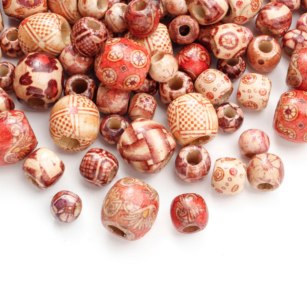 50/100-Piece Tribal Style Multicolor Wooden Spacer Beads