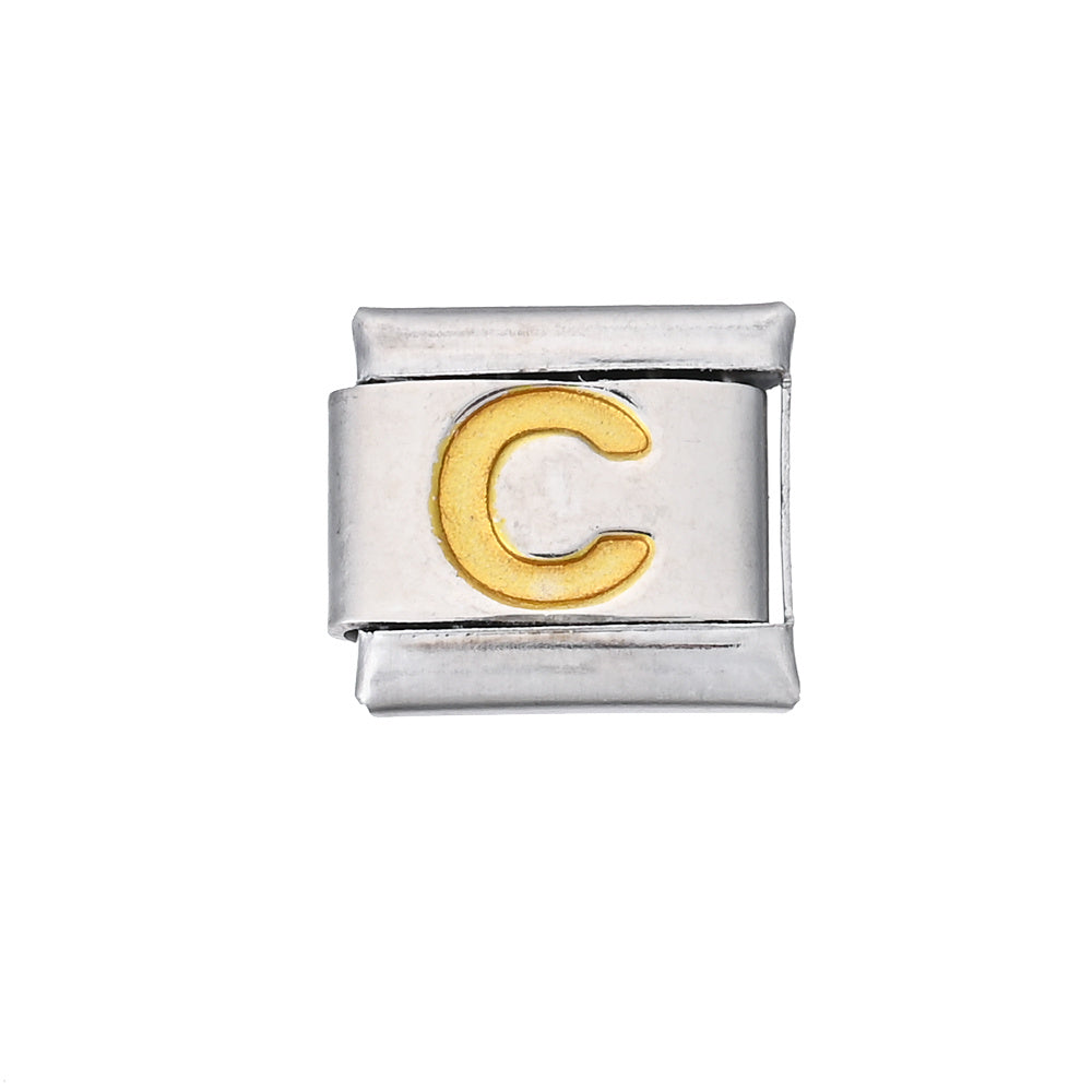 A-Z English Letter Stainless Steel Italian Charm Links