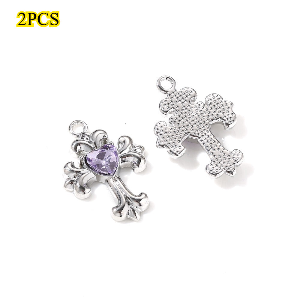 Y2K Rhinestone Cross Alloy Pendants
