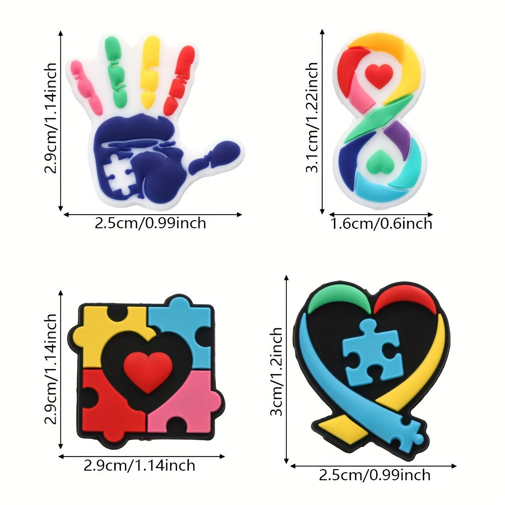 4PCS Puzzle Theme Silicone Bead Set