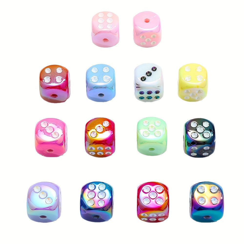 10PCS 14mm Dice-Shaped Acrylic Bead Set