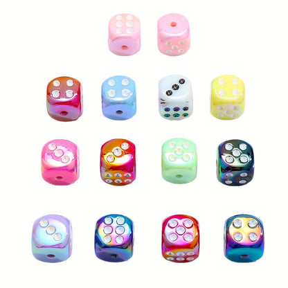 10PCS 14mm Dice-Shaped Acrylic Bead Set
