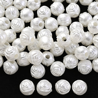 White Rose Acrylic Beads
