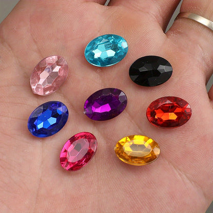 100pcs Oval Rhinestone Flat Back Acrylic Beads