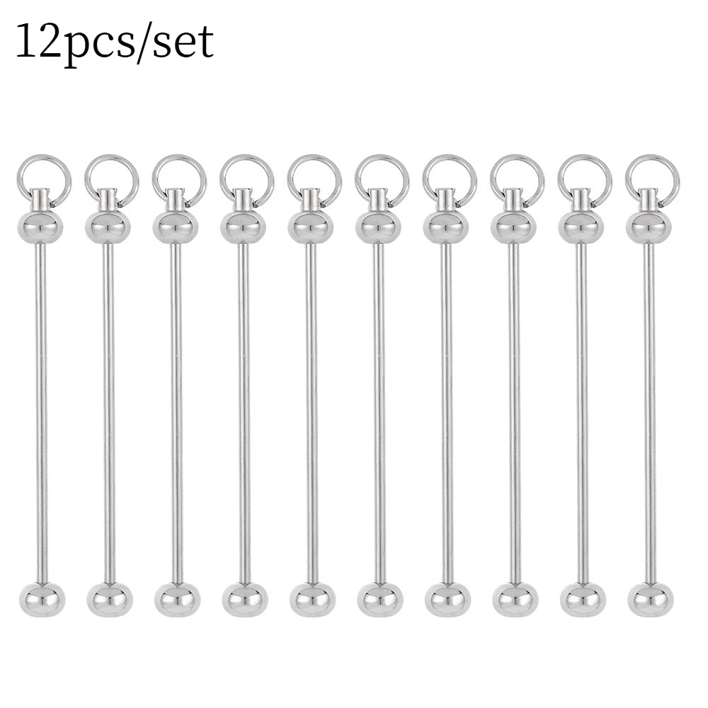 Metal Blank Bar Beadable Keychain Set