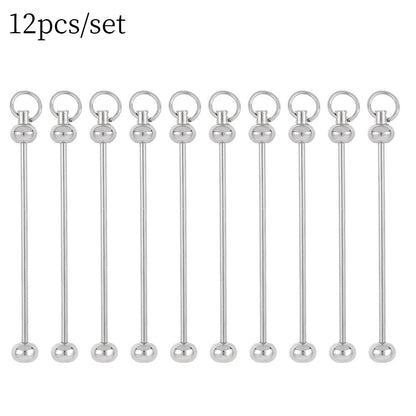 Metal Blank Bar Beadable Keychain Set