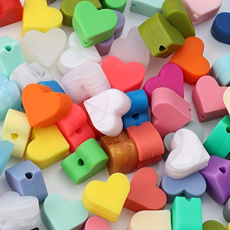 10pcs/set Square & Heart Silicone Beads Set