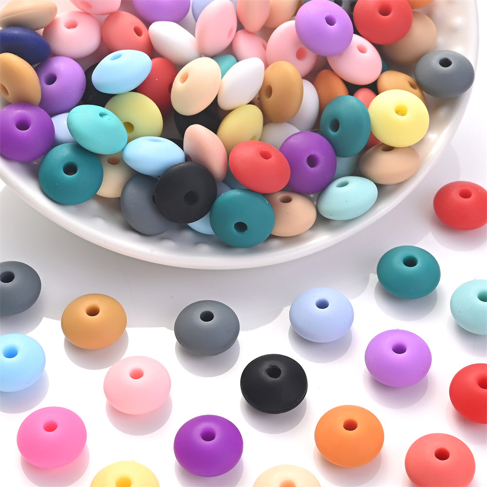 Assorted Silicone Lentil Abacus Focal Beads