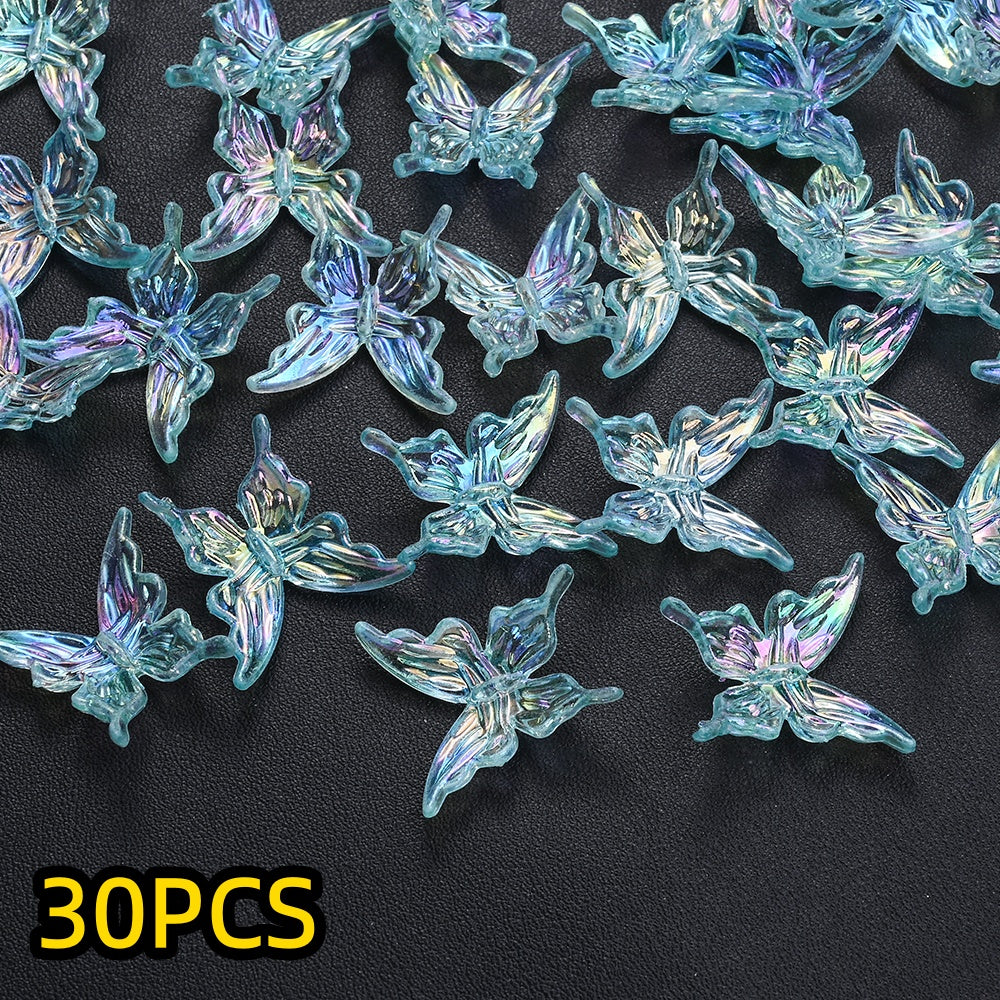 30pcs/set 25mm Transparent Butterfly Acrylic Beads