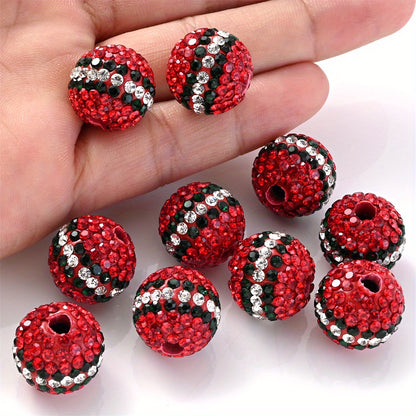 10pcs 16mm Christmas Rhinestone Acrylic Beads