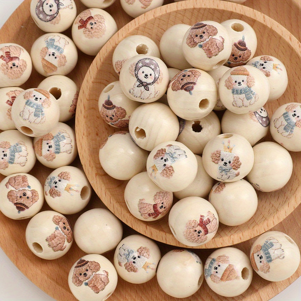 10pcs/set 16mm Dog Wooden Beads