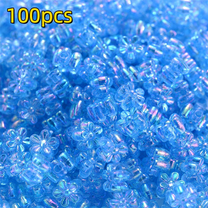 100pcs 4x7mm AB Color Flower Acrylic Beads
