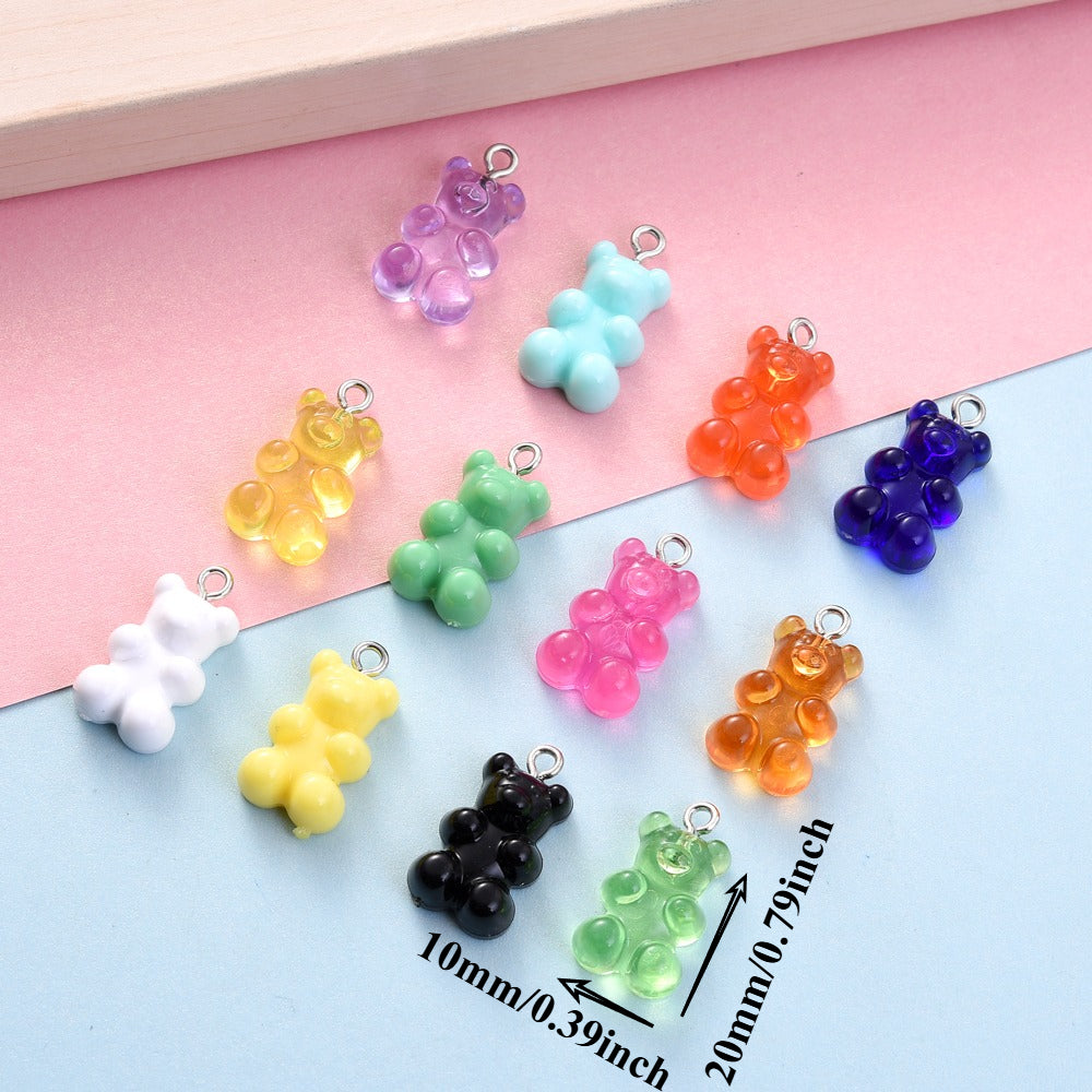 10-Piece 10x20 mm Vibrant Resin Bear Charms
