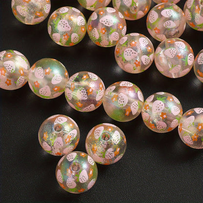 4/10pcs 16mm Pink Strawberry Resin Beads