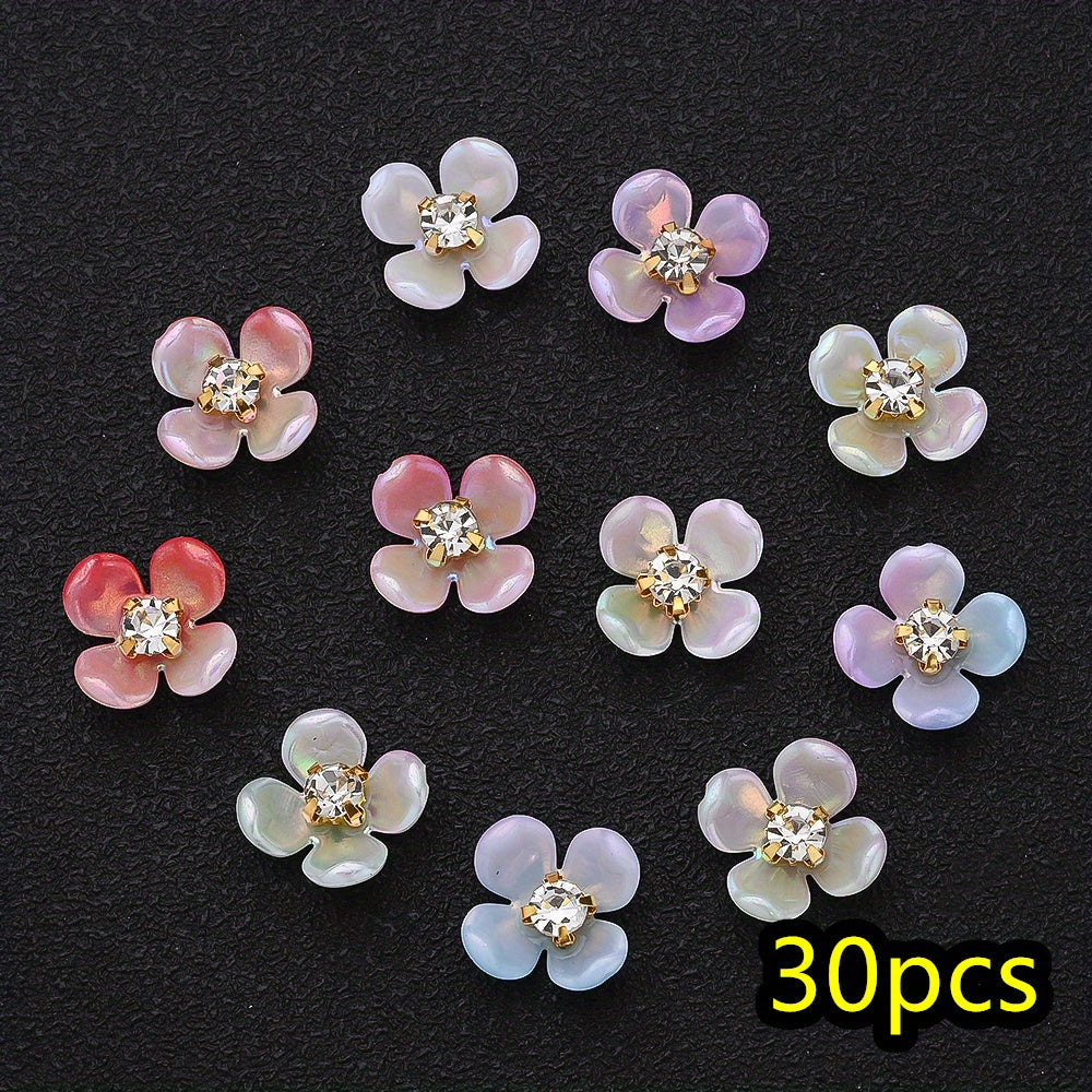 30pcs/set Four Petal Flower Acrylic Cabochon Beads