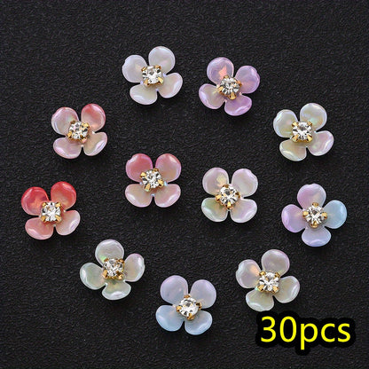 30pcs/set Four Petal Flower Acrylic Cabochon Beads