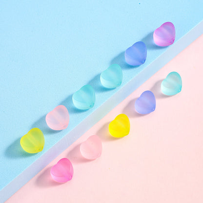 50pcs Mixed Color Heart Acrylic Matte Beads