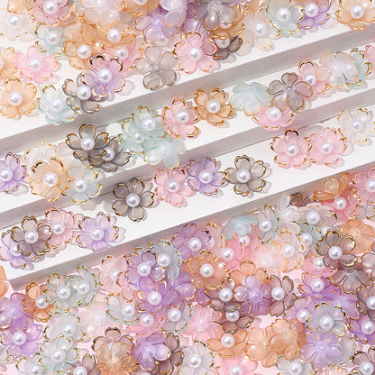 30pcs 15mm Cherry Blossom Acrylic Patch Beads