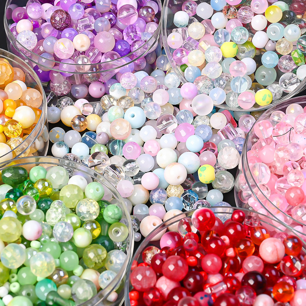 50g 3-12mm Multi-Style Glass Round Beads