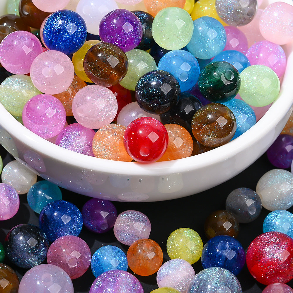8/10/12 mm Summer Glitter Resin Beads