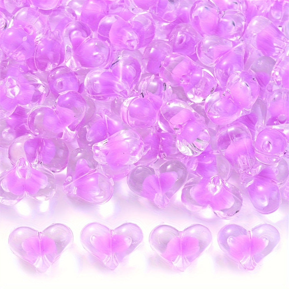 Peach Heart Acrylic Beads