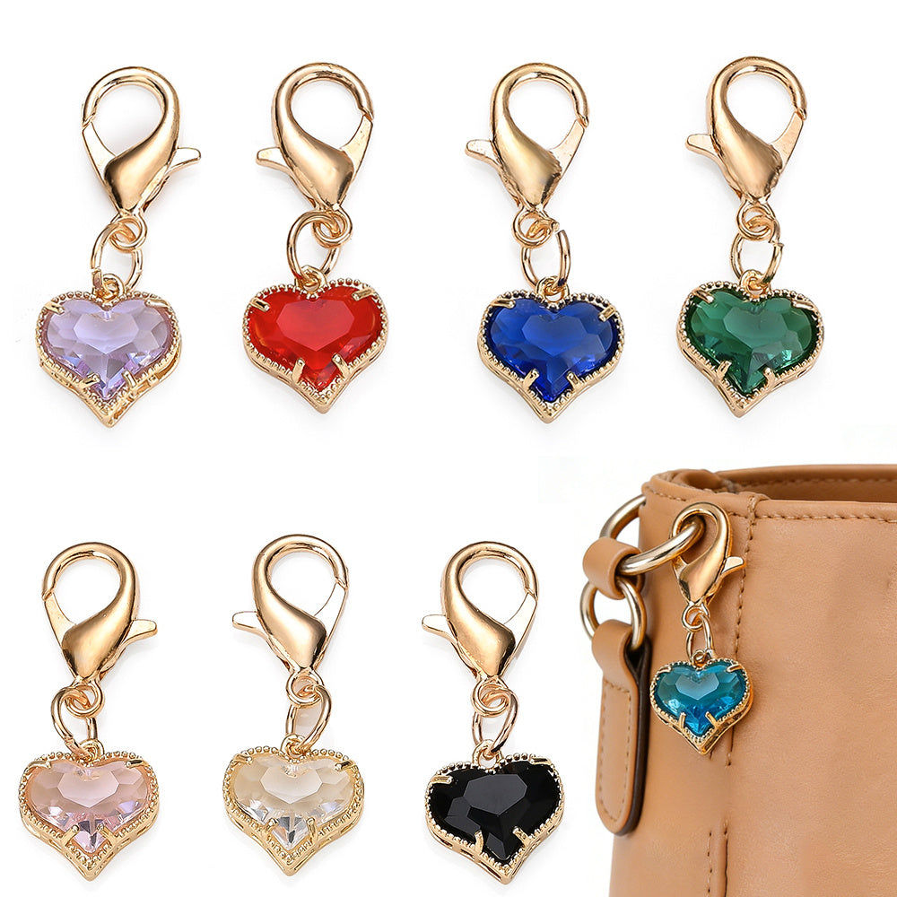 Colorful Crystal Heart Pendant Charms