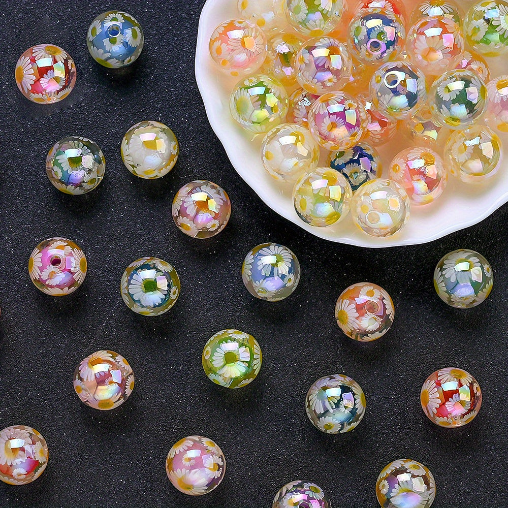 10pcs 16mm Hand-Painted Daisy Acrylic Beads