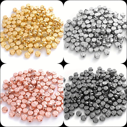 100pcs Silvery Golden Mixed Color Letter Acrylic Beads