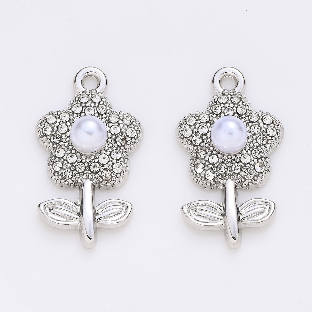 Sparkling Rhinestone Flower Pendant Charms