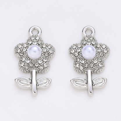 Sparkling Rhinestone Flower Pendant Charms