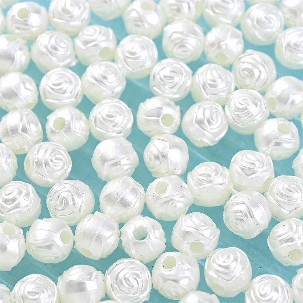 White Rose Acrylic Beads
