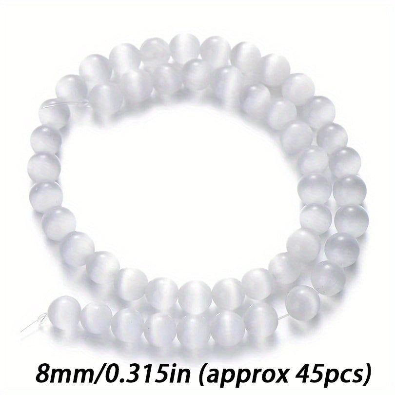 6/8/10mm White Celar Cat Eye Round Spacer Beads Stone Loose Beads