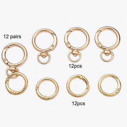 12 Pairs Double Circle 360° Rotatable Keychain Clasp Set