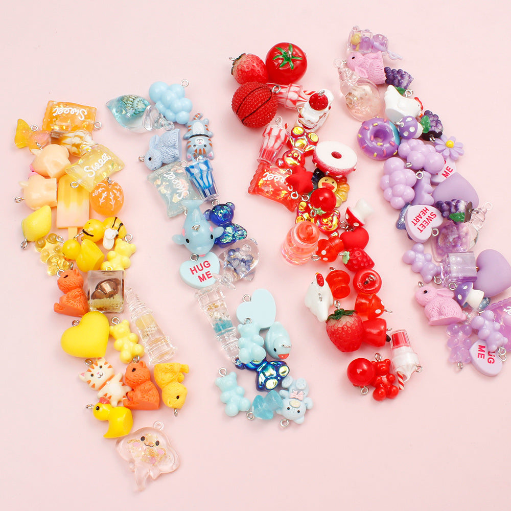 20-Piece Random Fruit, Animal & Flower Resin Charms
