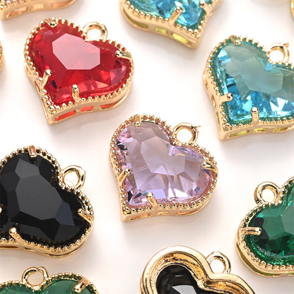 Faceted Heart Rhinestone Pendants