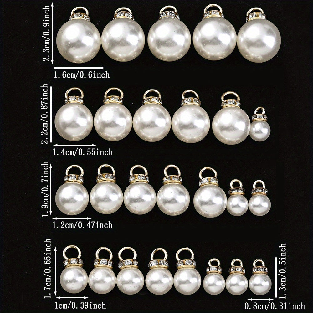 Acrylic Imitation Pearl Pendant Beads with Rhinestone Rondelle