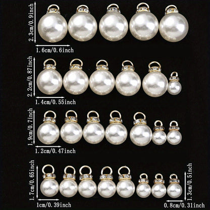 Acrylic Imitation Pearl Pendant Beads with Rhinestone Rondelle