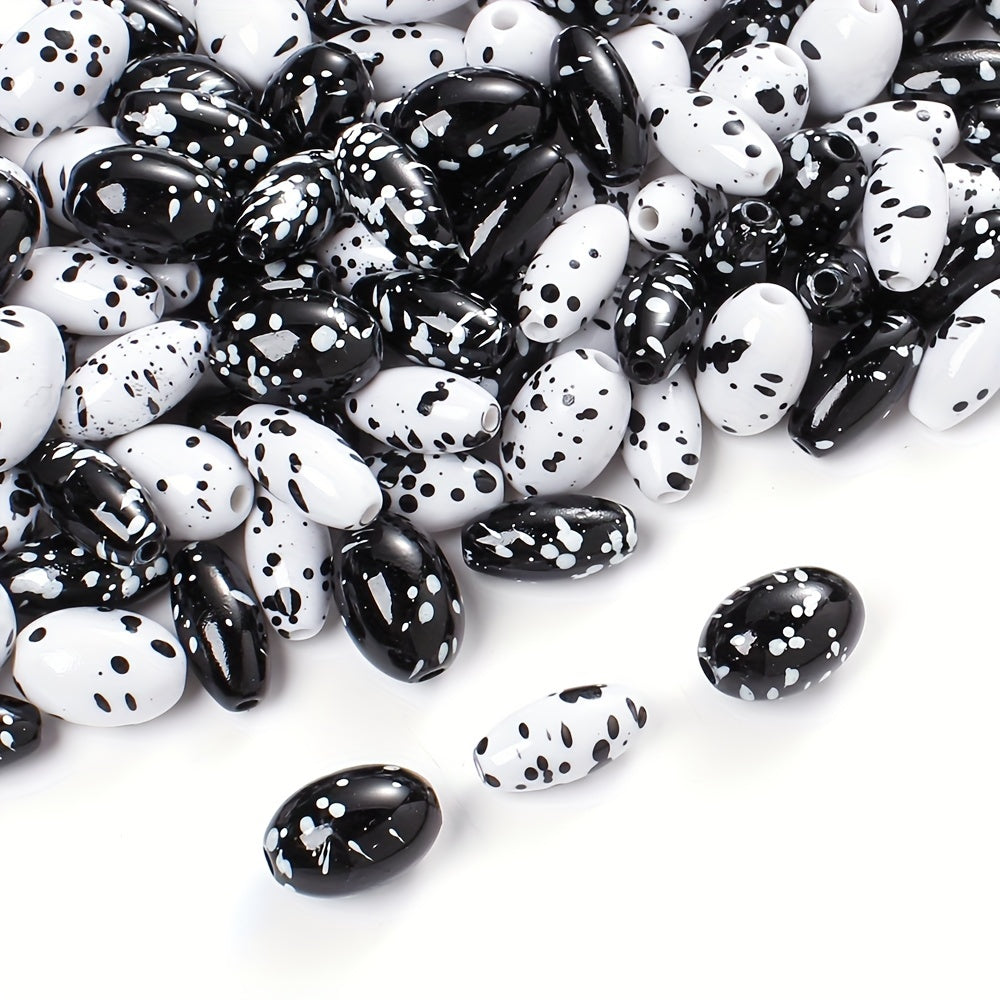 Artistic Splatter Design Acrylic Oval Beads