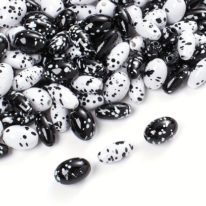 Artistic Splatter Design Acrylic Oval Beads