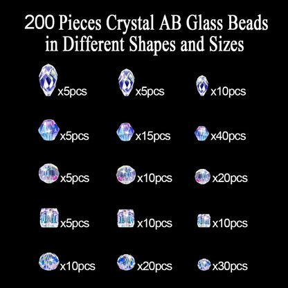 200pcs Clear AB Faceted Glass Beads
