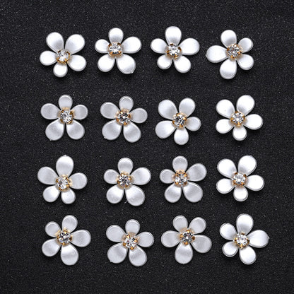 White Five-Petal Flower Acrylic Patch Beads