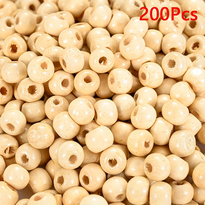 200PCS 5×6mm Rainbow Irregular Round Wood Beads