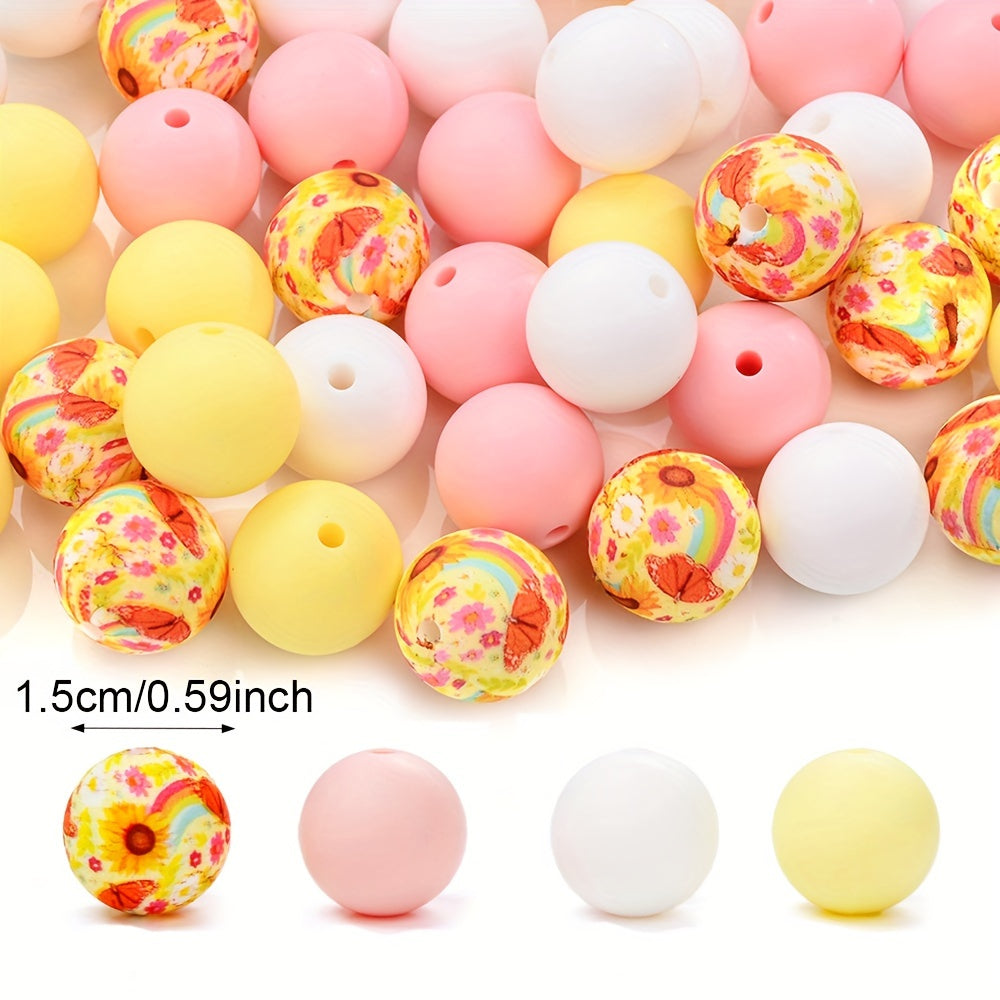 Mixed Flower Silicone Spacer Beads
