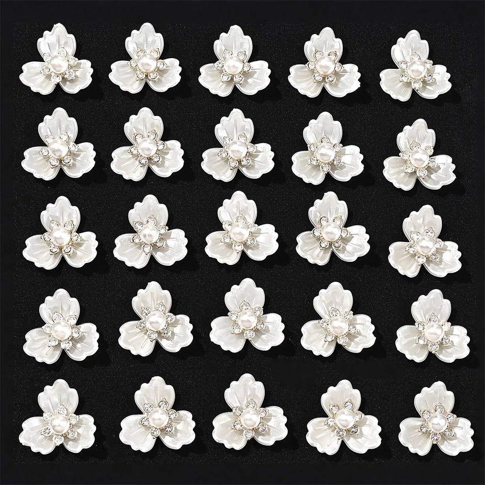 25-Piece Sparkling Rhinestone Flower Flatback Beads