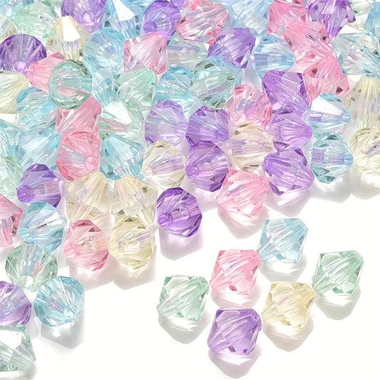 100/200PCS 6/8mm Diamond-Shaped Acrylic Bead Set