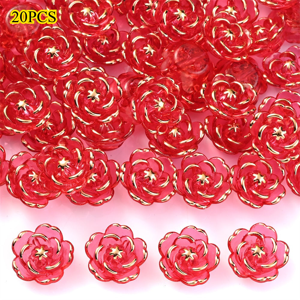 Transparent Camellia Flower Acrylic Beads