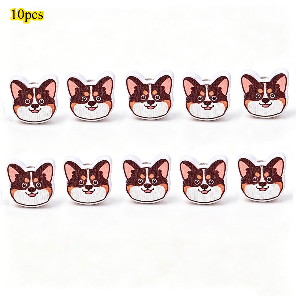 Dog-Themed Wooden Beads