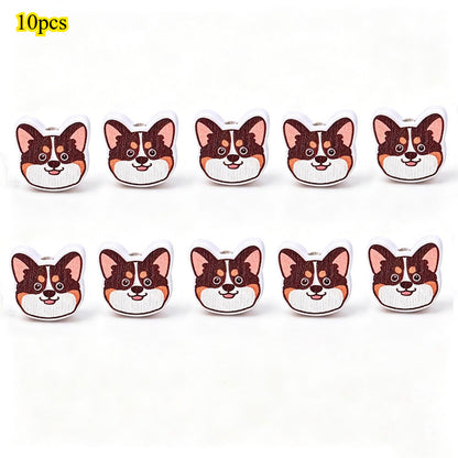 Dog-Themed Wooden Beads